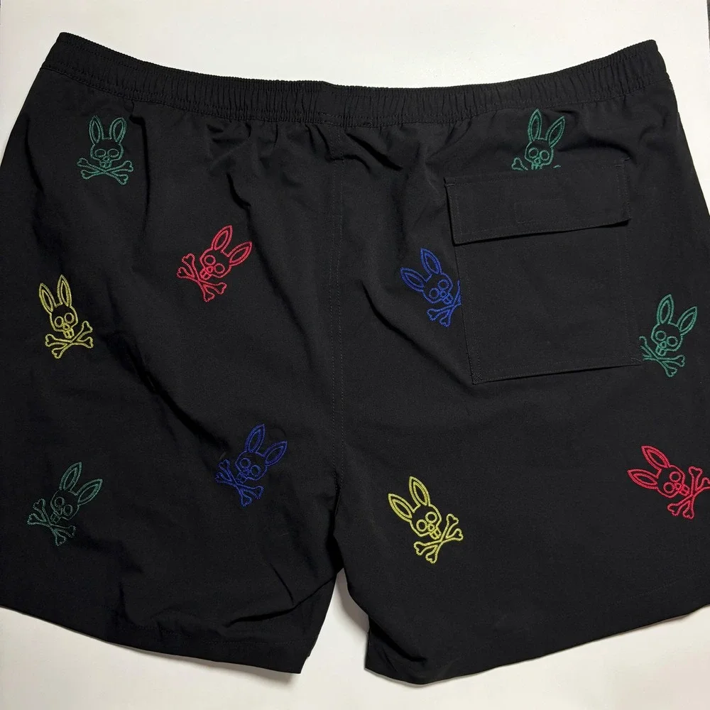 Psycho Bunny Swim Trunks Mens XXXL Multi Color Logo Embroidered AOP Lined 3XL
